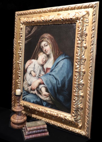 Madonna With Sleeping Child, Flemish Painter of the  Late 17th Century - Paintings & Drawings Style Louis XIV