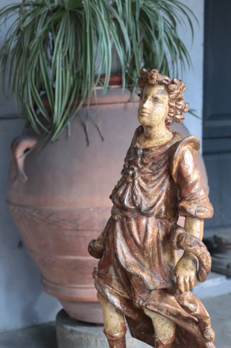 <= 16th century - Pair Of Polychrome Angels, Tuscany 16th Century