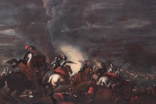 Paintings & Drawings  - Scene of a nocturnal battle - Ilario Mercanti called &quot;Lo Spolverini&quot; (1657-1734)