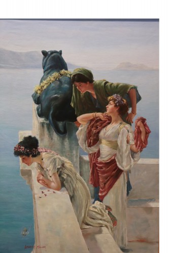 Scène galante, XXe siècle - Tableaux et dessins Style Art Déco