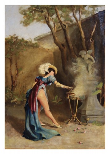 Woman In Traditional Dress, Italy 19th Century - Paintings & Drawings Style Napoléon III