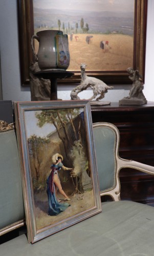 Paintings & Drawings  - Woman In Traditional Dress, Italy 19th Century