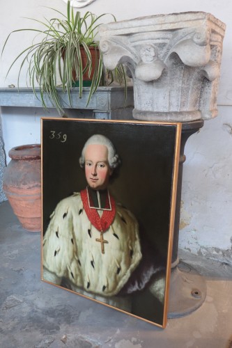 Portrait ancien d'un personnage, Allemagne 18e siècle - Tableaux et dessins Style Louis XV