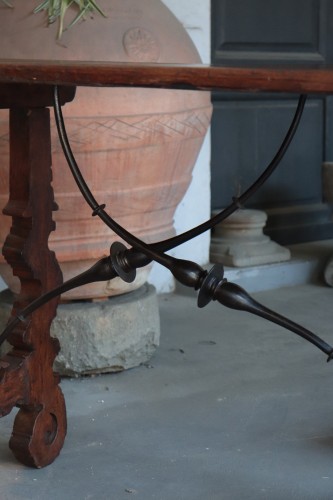 Furniture  - Lira-shaped Table With Iron Legs, Spain 17th Century