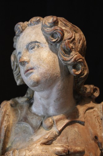 XVIIe siècle - Paire d'anges céroféraires en bois, Italie 17e siècle