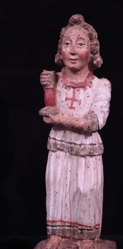 Paire de céroféraires en bois, Sienne XVe siècle - Sculpture Style Moyen Âge