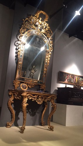 XVIIIe siècle - Grand miroir doré Louis XVI, Turin