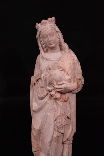 11th to 15th century - Marble sculpture &quot;Madonna with the Child&quot;, italy, 14th century