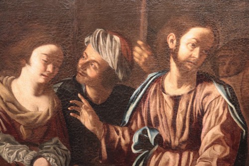 Le Christ et la femme adultère - Paolo Finoglio, Atelier (XVIIe siècle) - Tableaux et dessins Style Louis XIII