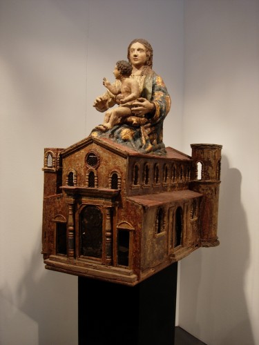 Vierge à l'Enfant dans la maison sacrée de Lorette - Italie XVIIe siècle - Numero 7 Antiquariato