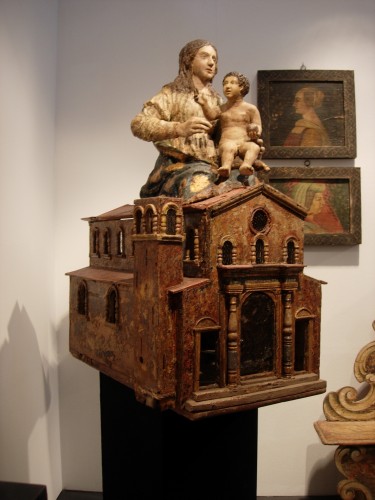 XVIIe siècle - Vierge à l'Enfant dans la maison sacrée de Lorette - Italie XVIIe siècle