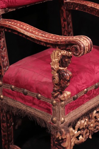 Seating  - Carved And Golden Armchair, Tuscany, 17th Century