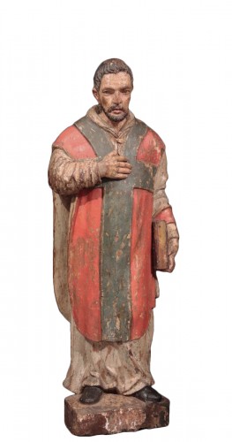 Wooden sculpture &quot;Sant&#039; Ambrogio&quot;, Lombardy XVI century