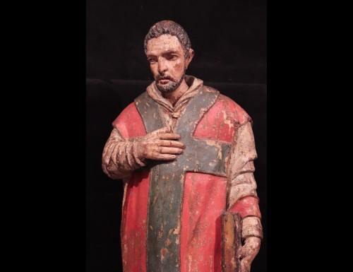 Wooden sculpture &quot;Sant&#039; Ambrogio&quot;, Lombardy XVI century - 