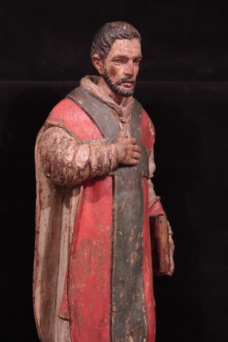 Wooden sculpture &quot;Sant&#039; Ambrogio&quot;, Lombardy XVI century - Renaissance