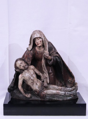 Pietà, Allemagne, fin des années 1400 - Sculpture Style Moyen Âge