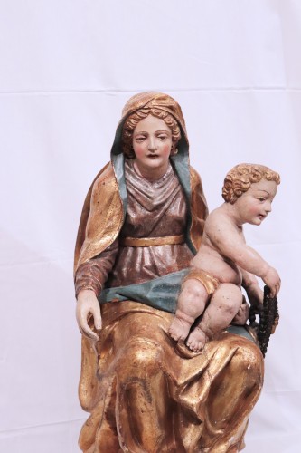 Vierge à l'Enfant, Bois polychromé Vénétie 18e siècle - Numero 7 Antiquariato