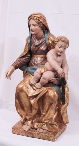 XVIIIe siècle - Vierge à l'Enfant, Bois polychromé Vénétie 18e siècle