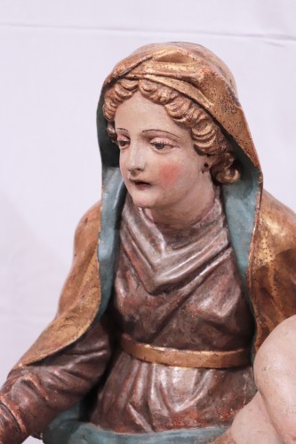 Vierge à l'Enfant, Bois polychromé Vénétie 18e siècle - Louis XIV