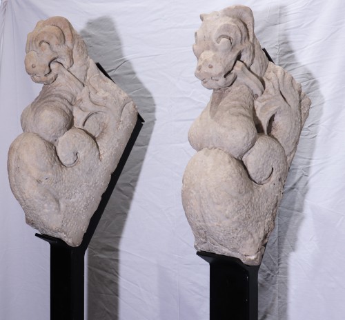Paire de sculptures en marbre, Italie XVe siècle - Moyen Âge
