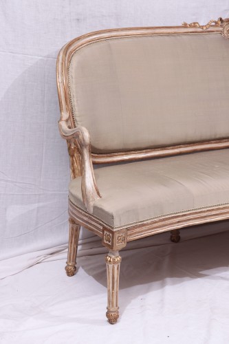 Sièges Canapé & Mobilier de Salon - Canapé d'époque Louis XVI laqué et doré, Italie Toscane