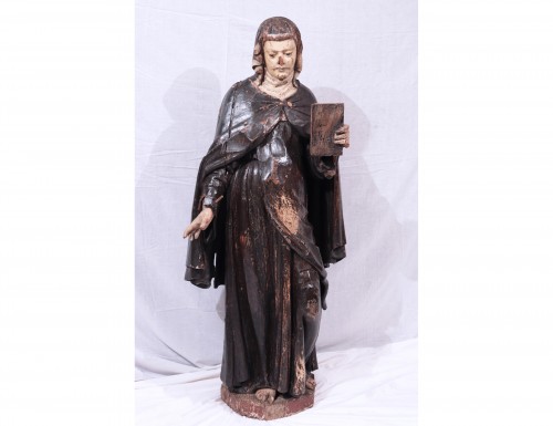 Wooden Sculpture, Sainte Catherine, Siena, 15th Century - 