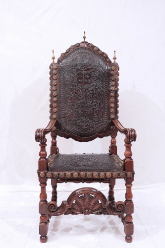 Paire de fauteuils, Espagne XVIIe siècle - Sièges Style Louis XIII