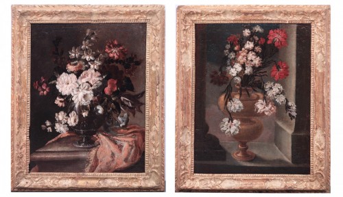 Antiquités - Stanchi Giovanni (Rome 1608-1675) - Couple Nature Morte