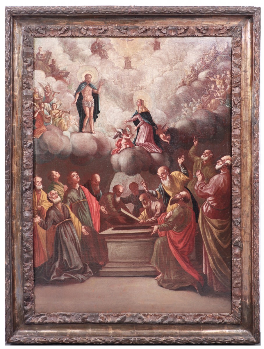 Christ, Madonna And Apostles, 17th Century Venetian Painter - Ref ...