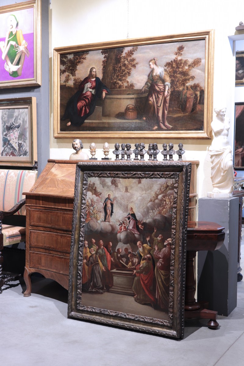 Christ, Madonna And Apostles, 17th Century Venetian Painter - Ref ...