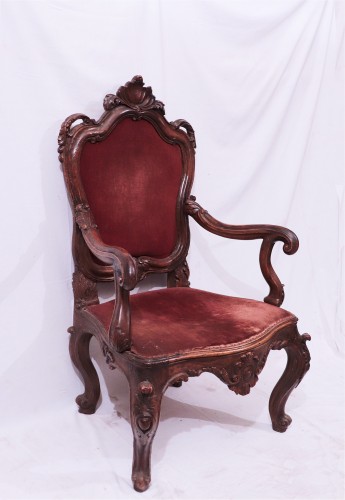 Seating  - 3 Walnut Armchairs, Venice, 18th Century
