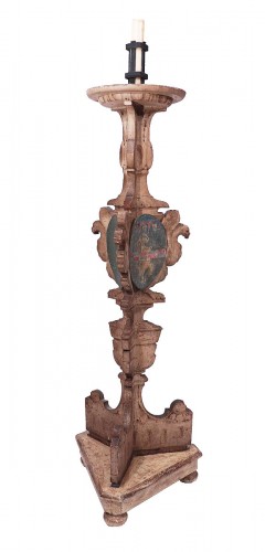 Large Lacquered Candlestick, Tuscany, 17th Century