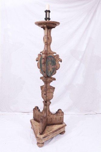 Lighting  - Large Lacquered Candlestick, Tuscany, 17th Century