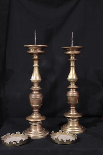 Pair Of Candlestick In Bronze, Tuscany, 16th Century - Lighting Style Renaissance