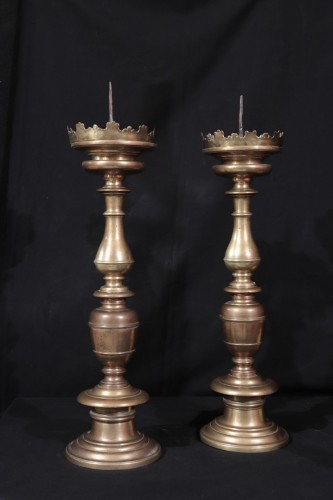 Pair Of Candlestick In Bronze, Tuscany, 16th Century - Renaissance