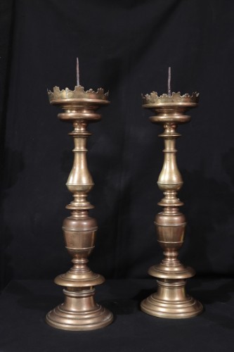 Paire de  pique cierge en bronze, Toscane 16e siècle - Renaissance