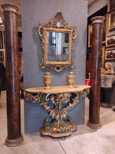 Miroir en bois doré, Venise 18e siècle - Miroirs, Trumeaux Style Louis XV