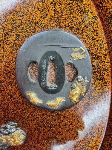 Plateau laque avec tsuba - 
