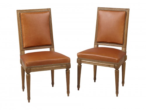Pair of Louis XVI chairs stamped Delaporte