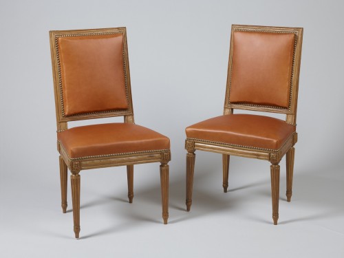 Seating  - Pair of Louis XVI chairs stamped Delaporte