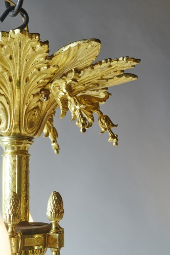 Lustre en bronze doré et pendeloques XIXe - Galerie Damidot