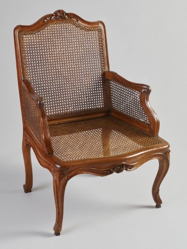 Seating  - Louis XV natural wood caned bergère