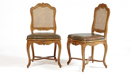Suite de six chaises cannées Louis XV - Sièges Style Louis XV