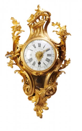 French Louis XV Cartel of alcove making alarm clock by JP Courtois à Paris
