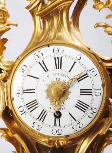 French Louis XV Cartel of alcove making alarm clock by JP Courtois à Paris - Horology Style Louis XV