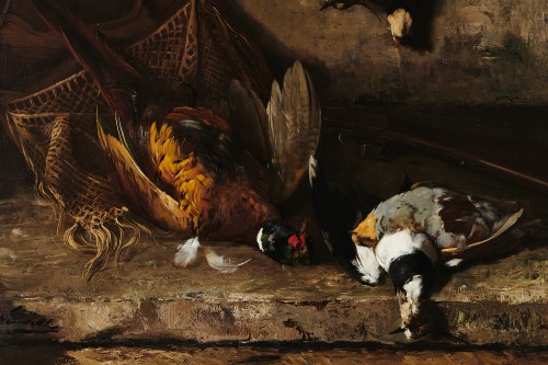 Grande Huile Sur Toile: Nature morte au gibier signée Brunel Neuville - Galerie Damidot