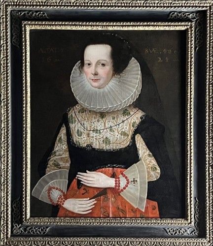 XVIIe siècle - École Anglaise du XVIIe siècle Portrait de femme, daté de 1624