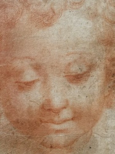 Tableaux et dessins Dessin, Aquarelle & Pastel - Cercle de Michelangelo Anselm (d.1554) - Tête d'une Enfant