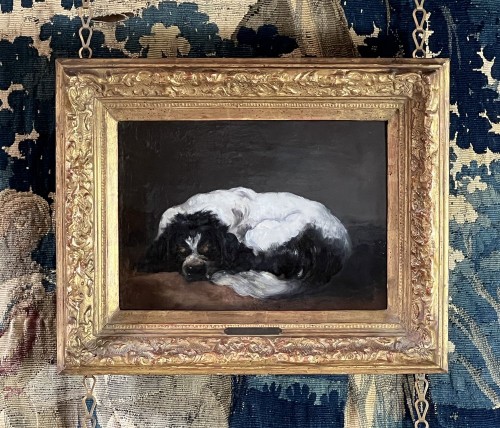 Un épagneul endormi, attribué à Sir Henry Edwin Landseer (1802 - 1873) - Tableaux et dessins Style 