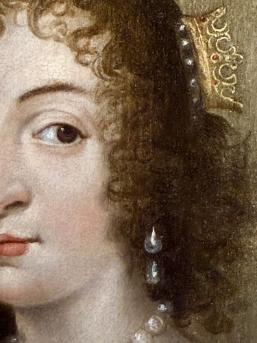 Tableaux et dessins Tableaux XVIIe siècle - Portrait de la Reine Henrietta Maria, cercle de Van Dyck (1599- 1641)